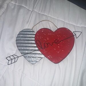 Red and Silver Heart Wall Decor with Arrow